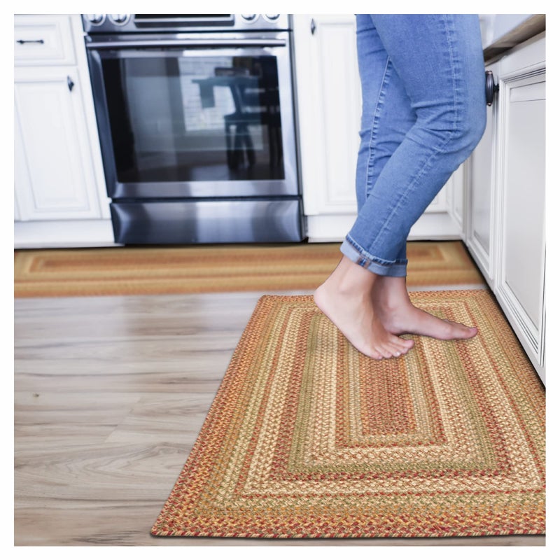 Homespice Harvest Braided Jute Kitchen Rug 27x45 - A Small Braided Rug for Country Kitchen Decor, Durable and Easy to Maintain - Image 1